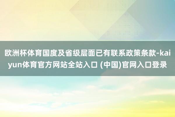 欧洲杯体育国度及省级层面已有联系政策条款-kaiyun体育官方网站全站入口 (中国)官网入口登录