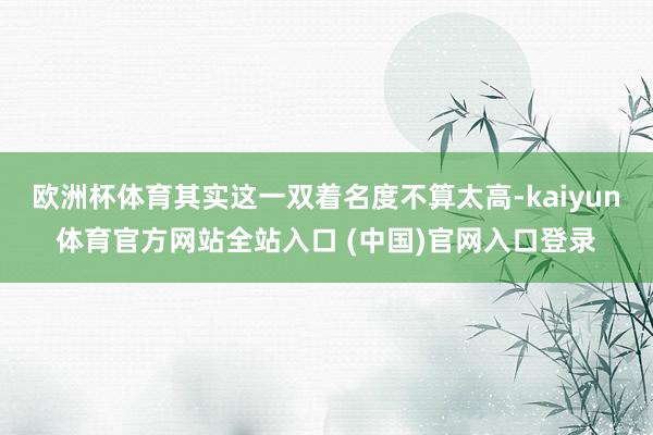 欧洲杯体育其实这一双着名度不算太高-kaiyun体育官方网站全站入口 (中国)官网入口登录