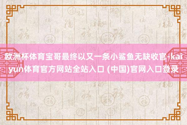 欧洲杯体育宝哥最终以又一条小鲨鱼无缺收官-kaiyun体育官方网站全站入口 (中国)官网入口登录