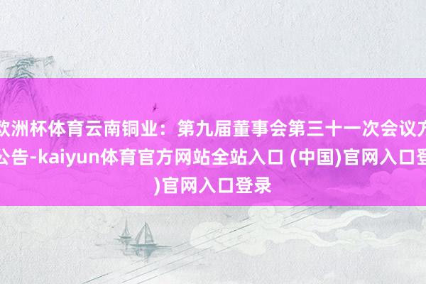 欧洲杯体育云南铜业：第九届董事会第三十一次会议方案公告-kaiyun体育官方网站全站入口 (中国)官网入口登录