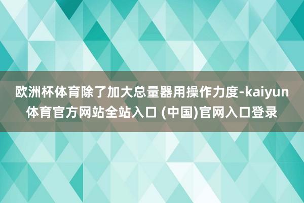 欧洲杯体育除了加大总量器用操作力度-kaiyun体育官方网站全站入口 (中国)官网入口登录