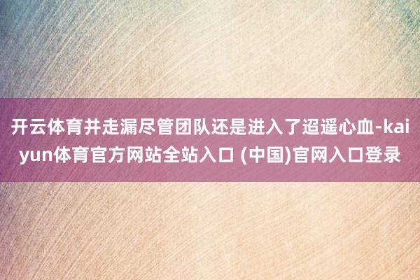 开云体育并走漏尽管团队还是进入了迢遥心血-kaiyun体育官方网站全站入口 (中国)官网入口登录