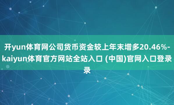 开yun体育网公司货币资金较上年末增多20.46%-kaiyun体育官方网站全站入口 (中国)官网入口登录